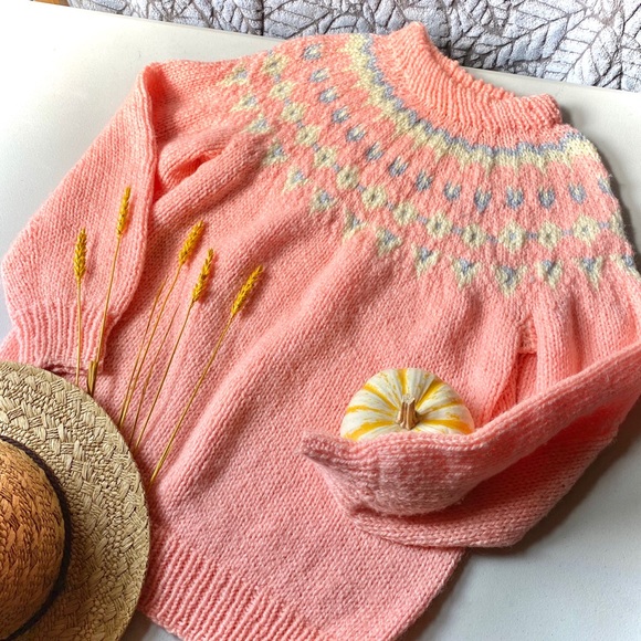 Vintage Sweaters - 🍂HANDMADE/handcrafted fair isle/prairie/country sweet Vintage sweater